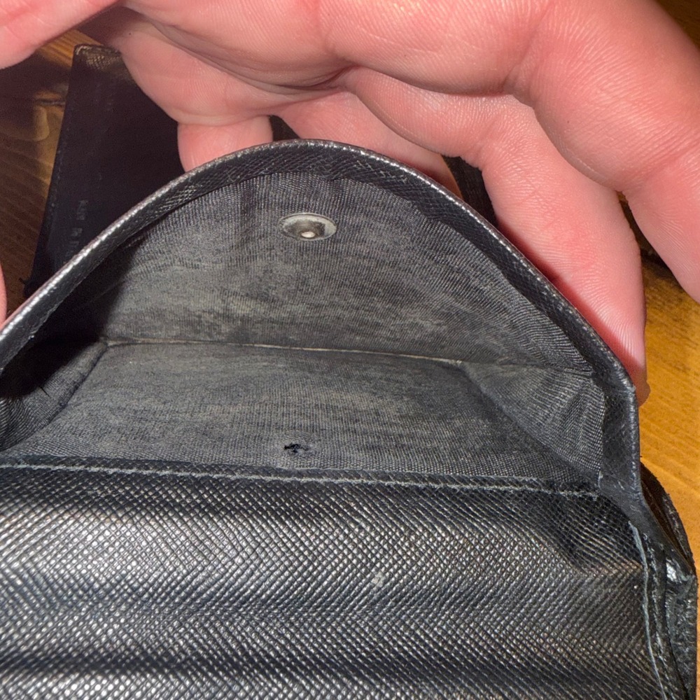 Prada Vintage Black Saffiano Leather Tri-Fold Wallet Triangle Logo Project Piece - Picture 9 of 16
